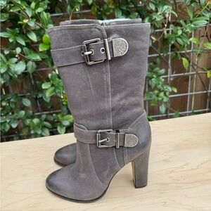 Vince Camuto Charcoal Heeled Boots with Buckles